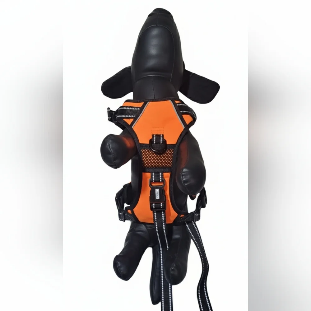PhoePet Orange Reflective No Pull Dog Harness w/ Handle Size Large EUC